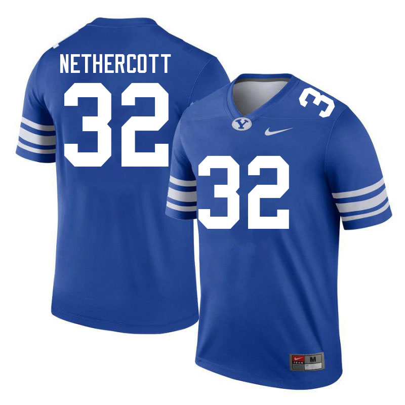 Men #32 Nick Nethercott BYU Cougars College Football Jerseys Sale-Royal